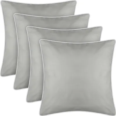 Immagine prodotto di Cuscino da esterno con bordino 4 pezzi ( 45 x 45 cm ) Beige - cuscino decorativo da giardino con cerniera - repellente allo sporco e all'acqua - sfoderabile