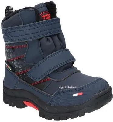 Produktbild von American Club Hl10223 Kinder Winterstiefel Softshell mit Klettverschluss | Gefüttert mit Fleece | Wasserdicht, Rutschfest & Warm | hochwertig Winterschuhe Dunkelblau 28