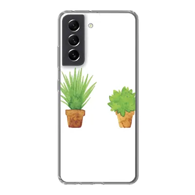 Produktbild von MuchoWow® Handyhülle Schutzhülle Hülle für Samsung Galaxy S21 FE Blumentopf - Aquarell - Pflanzen Silikon Softcase Handy Hülle - Mobiltelefonhülle