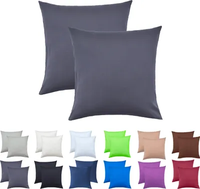 Produktbild von 2er Set Kissenbezüge Kissenhüllen 100% Baumwolle 80x80 cm Anthrazit grau