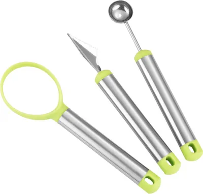 Image de CANDeal Ensemble de 3 outils de coupe de fruits Éplucheur de légumes et de fruits Outil de cuisine multifonctionnel en acier inoxydable Outil de bricolage pour réaliser des salades de légumes et de fruits