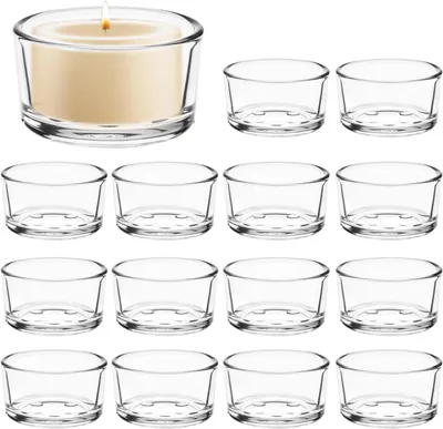 Zdjęcie produktu dla Świeczniki - Zestaw 15 sztuk - Świeczniki na świece typu "tealight" o wysokości 4,5 cm - Idealne na wesela, imprezy i dekorację wnętrz