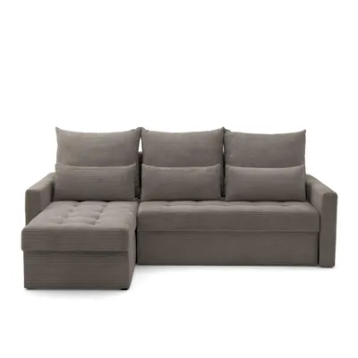 Produktbild von NACANAPA Ecksofa PULA L Links mit Schlaffunktion 132x198 Cord Hellbraun