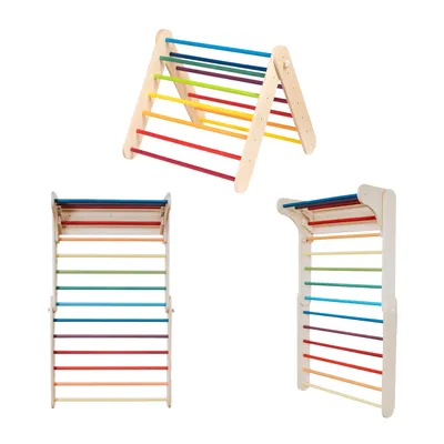 Produktbild von leg&go Kletterdreieck - Sprossenwand 2in1 Indoor für Kinderzimmer, aus Holz, Bunt