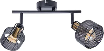 Produktbild von Näve Leuchten 2er Wand-/Deckenleuchte/Spot "FORO" L: 32cm schwarz/golden 2er Wand-/Deckenleuchte/Spot "FORO" L: 32cm schwarz/golden Spots - 2er Wand-/Deckenleuchte/Spot "FORO" L: 32cm schwarz/golden, Strahler im Retro Style, aus Metall in schwarz, 32 x 18,5 x 15 cm, E14-Fassung