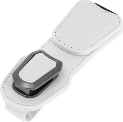 Produktbild von Auto-Sonnenbrillen-Clip Mit Magnetischem Universellen Sonnenblenden-Brillenhalter-Clip Kunstleder/Metall Wei? 13.5x5cm 1 Stš¹ck
