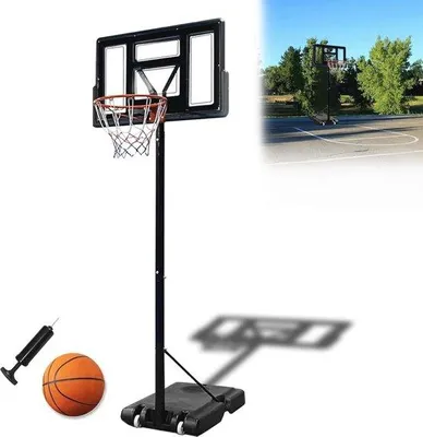 Produktbild von Famanu Basketballkorb verstellbar - Höhe 230-305 cm, tragbare Basketballstandaard mit Ball und Pumpe