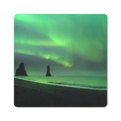 Produktbild von MuchoWow® Mauspad Mousepad Nordlichter - Meer - Island 20x20 cm - Mousepads - Maus Mat - Pad - Mausunterlage - Desk Mat - Bureauartikeln