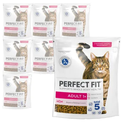 Zdjęcie produktu dla Perfect Fit Adult 1+ 8x750g Sucha Karma Dla Kotów Dorosłych Z Łososiem