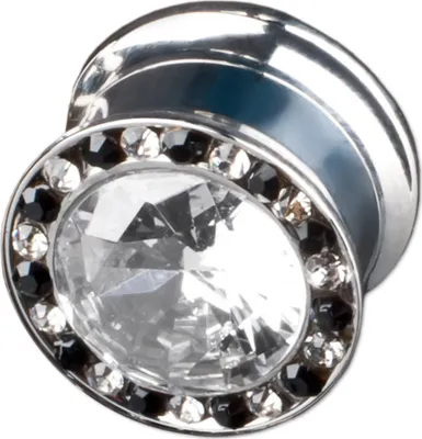 Produktbild von viva-adorno 1 Stück 8mm Plug Flesh Tunnel Schraubverschluss Innengewinde Chirurgenstahl hochglanzpoliert mit Kristall Größe 6 - 14mm Z237 klar