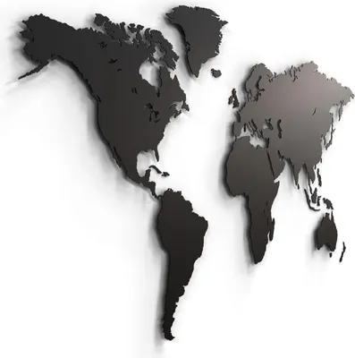 Immagine prodotto di Giallobus - Mappa del mondo - decorazione da parete in legno MDF NERO - 130x72 - Legno Mdf - Nero