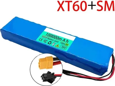 Produktbild von Elektro Scooter Akku - 36V 10S3P Lithium-Ionen Akkupack - 100Ah 100000mAh - 18650 Zellen - XT60-SM Stecker - 290x68x40mm