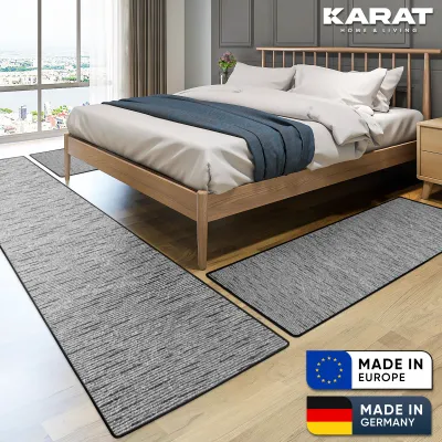 Produktbild von Bettumrandung Geneva Anthrazit 1 Läufer: 80 x 300 cm + 2 Brücken: je 80 x 150 cm