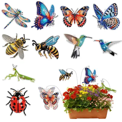 Produktbild von 5D Diamantmalerei Set Tiere Vögel Schmetterlinge Garten 10 Stück DIY Kunst Kit für Anfänger