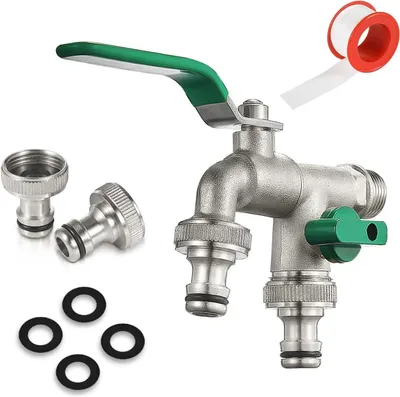 Productafbeelding van Dubbele waterkraan 1/2 inch buitenkraan voor tuin en wasmachine