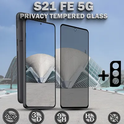 Produktbild von 1-Pack Sichtschutz Schutzfolie SAMSUNG S21 FE 5G & 1-Pack Linsschutz - Gehärtetes Glas 9H - Premium 3D Qualität