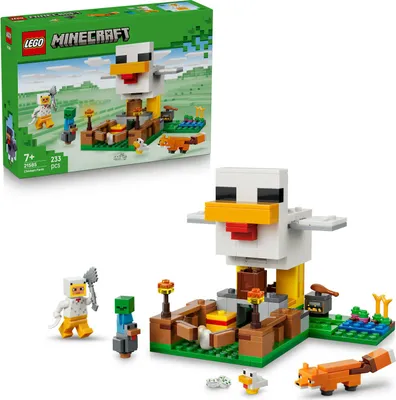 Produktbild von LEGO Minecraft Hühnerfarm - Spielzeug zum Bauen mit Hühner Fan Minifigur, Baby Zombie und Fuchs Figuren - Set mit Minecraft Figur - Gamer Geschenk für Jungen und Mädchen ab 7 Jahren - 21585