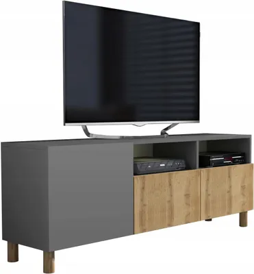 Produktbild von RTV Schrank 150 cm auf Füßen in Grau Matt Eiche Wotan