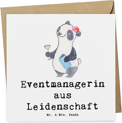 Produktbild von Mr. & Mrs. Panda Glückwunschkarte Eventmanagerin Leidenschaft - Weiß - Geschenk, Promoterin, Spruch, faltkarte, doppelkarte, Lustig, Klappkarte, anlasskarte, Beruf