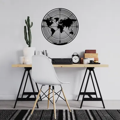Produktbild von Wallity, World- TNL2288, Schwarz, Sonstige Wohndekorationen, 68 x 68 cm, 100% Metall (Dicke: 1