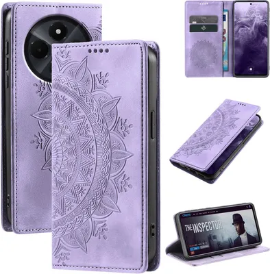 Produktbild von Mandala Handyhülle für Xiaomi Redmi 14C RFID Schutz Klapphülle Case Cover Design Schutzhülle Farbe: Violett