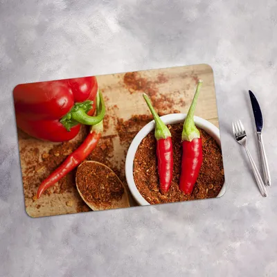 Produktbild von Tischset 6x45x30 cm + 6x10fi cm Platzset Tischmatte Platzmatte Untersetzer - Paprika Gemüse