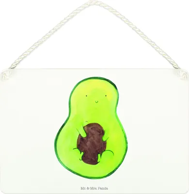 Produktbild von Mr. & Mrs. Panda holzbild Avocado Kern DIN A4 - Weiß - Geschenk, wandhänger, sprüche schild, glücklich, Türschild, kleine aufmerksamkeit, Frucht, Pflanze, Spruch Leben