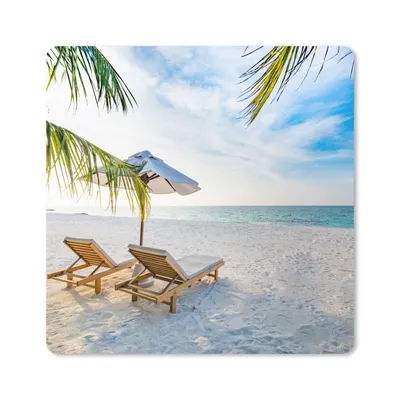 Produktbild von MuchoWow® Mauspad Mousepad Strandkorb - Sonnenschirm - Sonnenuntergang 30x30 cm - Mousepads - Maus Mat - Pad - Mausunterlage - Gaming