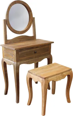 Immagine prodotto di Milani Home - Toletta Con sgabello in legno di mogano cm 65 l x 34 p x 70/125 h - Marrone