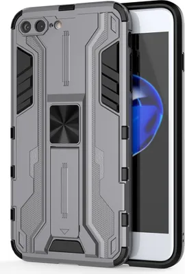 Produktbild von iPhone 8 Plus Hülle, Dual Layer PC TPU Bumper Stoßfest Ständer Schutzhülle für iPhone 7 Plus / 8 Plus Grau