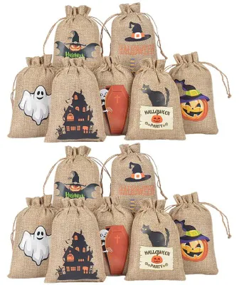 Obrázok produktu pre 24-dielne sady darčekových vrecúšok na Halloween so šnúrkou