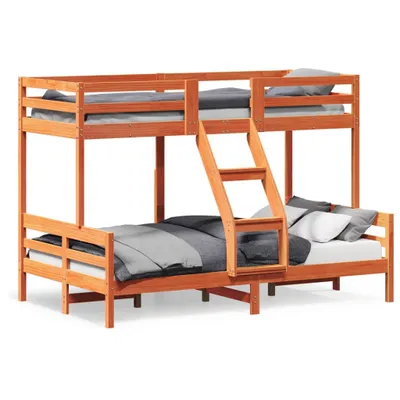 Produktbild von vidaXL Etagenbett 80x200/120x200 cm Wachsbraun Massivholz Kiefer