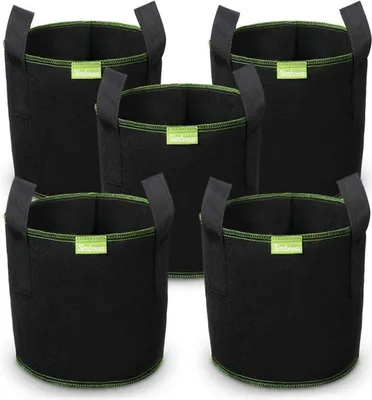 Image de Sac de plantation en non-tissé noir pour tomates, fleurs - pack de 5 5 gallons