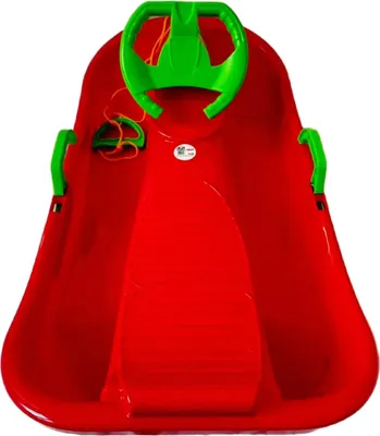 Produktbild von Aga Kinder Schlitten DS491 Rot, Hochwertige Kinderschlitten mit Lenkrad und Bremsen und einem Seil mit Griff, stabile und schöne Schlitten für Kinder
