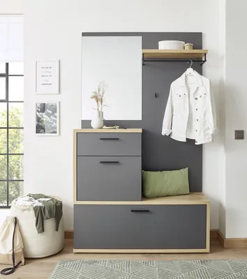 Produktbild von Kompaktgarderobe >Louis< in Dunkelgrau - 115x198x38cm (BxHxT)
