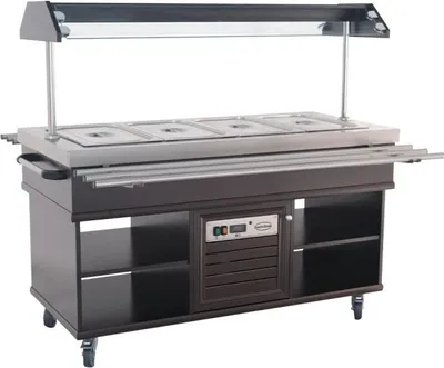 Productafbeelding van Combisteel buffetkast voor 4 GN1/1 bakken, mahoniehout/roestvrij staal, 1500x700x1400 mm