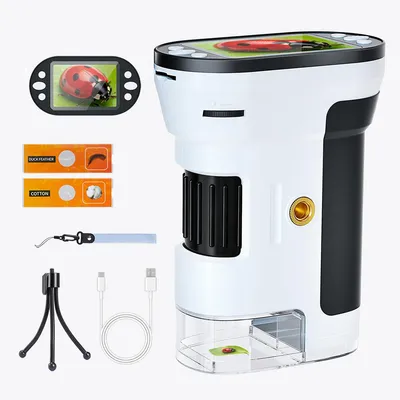 Produktbild von 1000x Handy Mikroskop für Kinder – 1080P HD mit Mini Stativ & 32GB Karte, Wissenschaftliche Entdeckungen für Kinder ab 4 Jahren