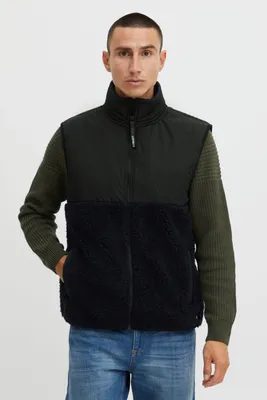Produktbild von 11 Project PRPietto Teddy Vest Herren Weste Fleece Outdoor Weste Teddyweste mit abgesetzten Brustbereich Stehkragen gefüttert Regular fit