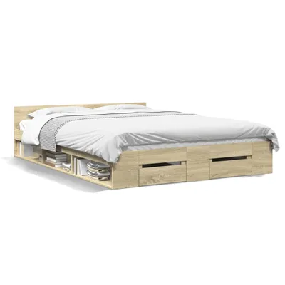 Produktbild von vidaXL Bettgestell mit Schubladen Sonoma-Eiche 120x190cm Holzwerkstoff