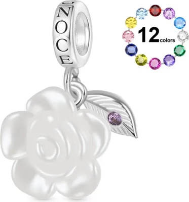 Produktbild von Gnoce-Charm Perle Rose Geburtsstein Silber IOC 023