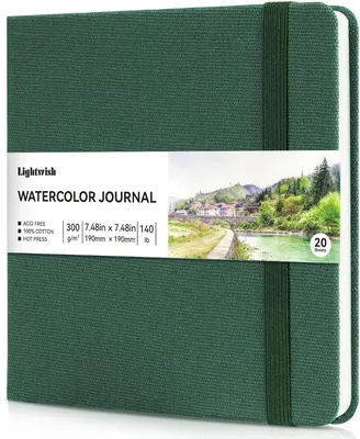 Productafbeelding van Aquarel Journal - 100% Katoen Hot Press Papier | 20 Vellen 40 Pagina's | 300GSM (140lb) | Linnen Kaft Aquarel Schetsboek voor Kunstenaars