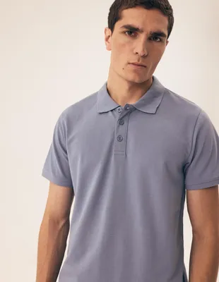 Immagine prodotto di Polo Henderson, modello classico, blu, con listino bottoni, in cotone, taglia XL