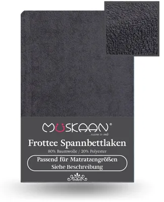 Produktbild von Frottee Spannbettlaken 180x200 cm - 200x200 cm Spannbetttuch Laken anthrazit
