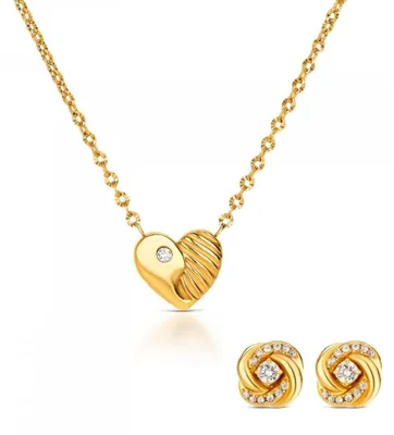 Produktbild von Elegantes Goldschmuckset mit Ohrringen und Halsband, Okset 23 G