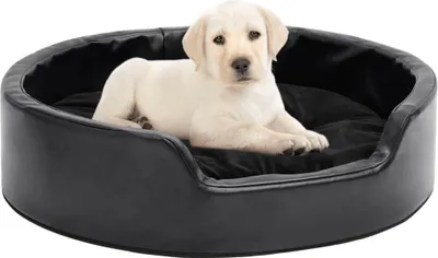 Produktbild von Cloris Designermöbel Hundebett Schwarz 69x59x19 cm Plüsch und Kunstleder 2024 Neu