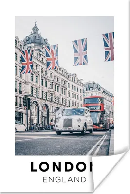 Produktbild von MuchoWow® Poster England - London - Flagge 60x90 cm - Wanddekoration