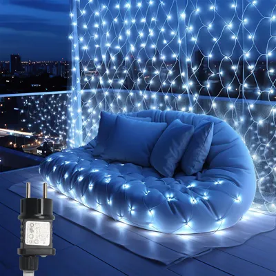 Zdjęcie produktu dla Eikuavons, zestaw światełek LED, 4,5 x 1,6 m, światło białe, girlanda świąteczna, dekoracja wnętrz, 8 trybów, 300 diod LED