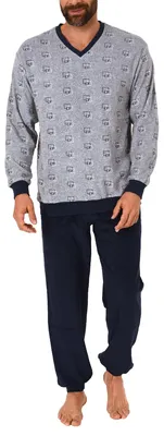 Produktbild von Herren Frottee Pyjama lang mit Bündchen - auch in Übergrössen bis Gr. 70 -  291 101 93 454 ; grau , 60