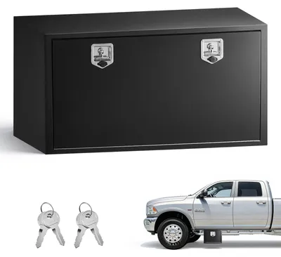 Obrázek produktu pro Nízkopodní úložná skříň pro nákladní vozidla 1219 x 609 x 609 mm – úložný box pod podlahu, skříň na nářadí – z oceli válcované za studena – vodotěsná – zámek s T-drážkou – pro nákladní vozidla, přívěsy, dodávky – černá barva