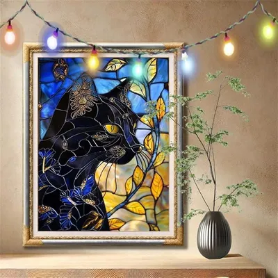 Imagen del producto de Kit de pintura con diamantes 5D para adultos, tamaño grande (100x133 cm), diseño de gato , ideal para niños, pintura con diamantes de animales, kit de manualidades de bordado con cristales para decorar paredes y dormitorios. Modelo 59N-8359